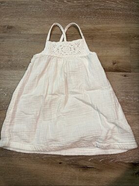 Kids White Cotton Sundress with Crossback Straps